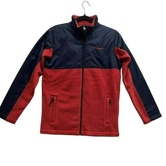 Mens columbia Basin Butte fleece full zip  Red And Navy Blue Cozy New NT Size L - Picture 10 of 12